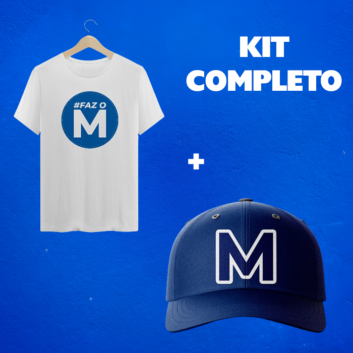 Kit Premium Completo Faz o M- 4 Camisetas Faz o M+ 3 Bonés Faz o M